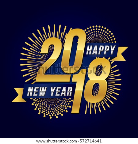 Vector illustration of celebration fireworks for Happy new year 2018 season with gold theme. Vector illustration of celebration fireworks for Happy new year 2018 season with gold theme.