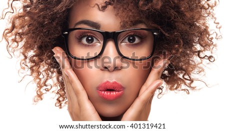 girl with afro. Girl wearing eyeglasses. Closeup photo. Studio shot girl with afro. Girl wearing eyeglasses. Closeup photo. Studio shot