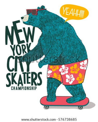 cute skater bear vector design for t-shirt cute skater bear vector design for t-shirt