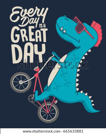 cute dinosaur on bicycle. vector t shirt graphic design for kids cute dinosaur on bicycle. vector t shirt graphic design for kids