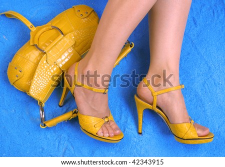 yellow shoes and bag to match