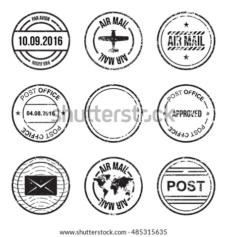 Vector Set Postal Stamps On Brown Stock Vector 172220291 - Shutterstock