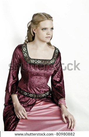 stock photo beautiful blonde in medieval gown 80980882