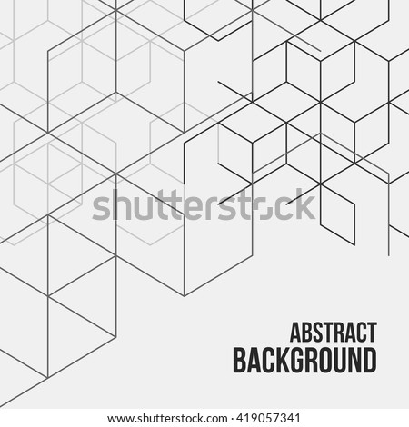 Vector abstract boxes background. Modern technology illustration with square mesh. Digital geometric abstraction with lines and points. Cube cell. - stock vector Vector abstract boxes background. Modern technology illustration with square mesh. Digital geometric abstraction with lines and points. Cube cell. - stock vector