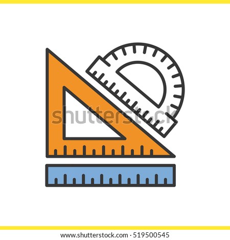 stock vector school rulers color icon protractor transparent and ruler geometry symbol isolated vector 519500545