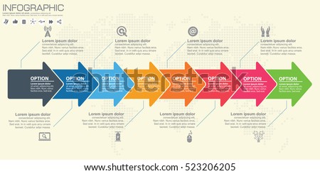 Timeline infographics template with arrows, flowchart, workflow or process infographics, vector eps10 illustration Timeline infographics template with arrows, flowchart, workflow or process infographics, vector eps10 illustration