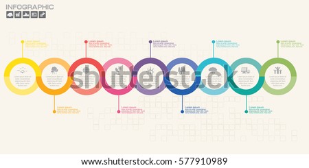 Timeline infographics design template with 9 options, process diagram, vector eps10 illustration Timeline infographics design template with 9 options, process diagram, vector eps10 illustration