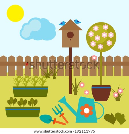 ... Images similar to ID 64747375 - cartoon garden bed with carrots