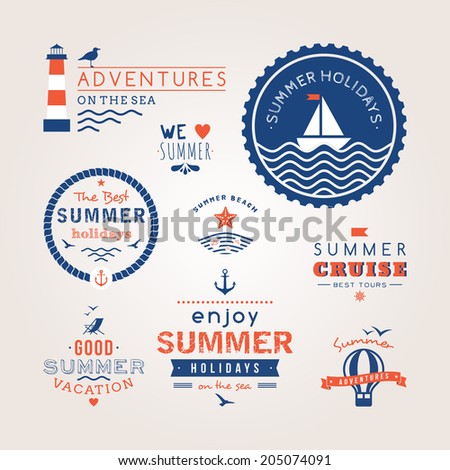 Nautical Sea Calligraphic Elements Scrapbook Design Stock