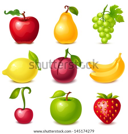Fruit Set Flat Design Stock Vector 149662733 - Shutterstock
