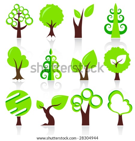 Trees Icons Set Stock Vector 129511502 - Shutterstock