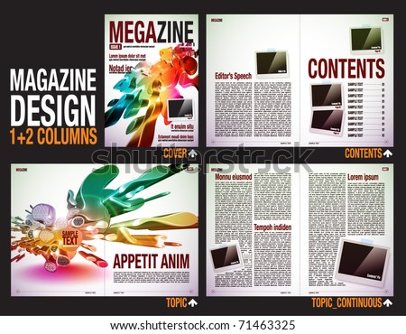 Magazine Layout Design Template with Cover   6 pages 3 spreads of 
