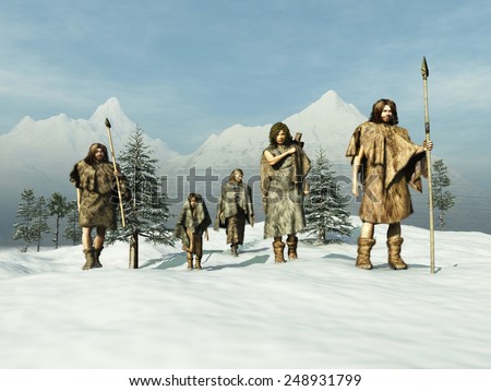 People of the Ice Age - stock photo
