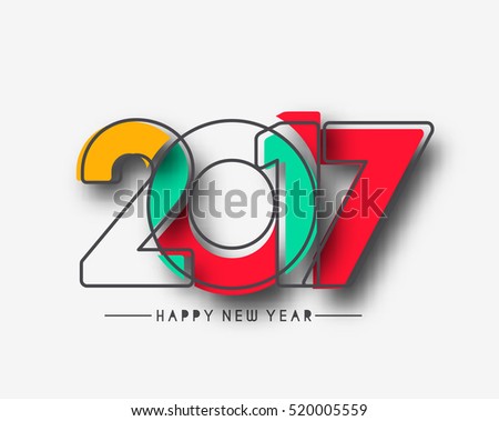 Happy new year 2017 Text Design vector illustration