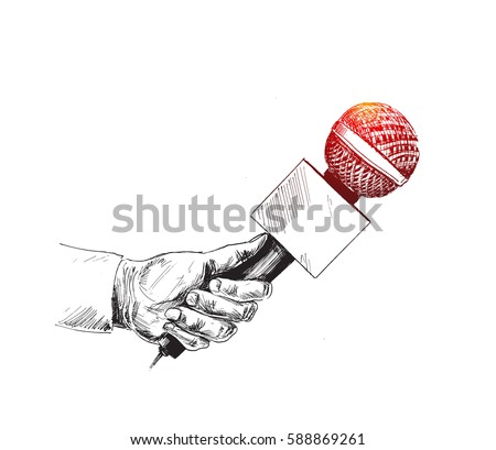 Live news template with microphone. Journalism concept, Hand Drawn Sketch Vector illustration. Live news template with microphone. Journalism concept, Hand Drawn Sketch Vector illustration.