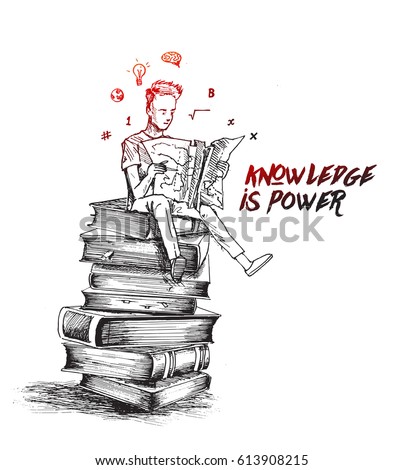 Boy reading books - Hand Drawn Sketch Vector illustration. Boy reading books - Hand Drawn Sketch Vector illustration.