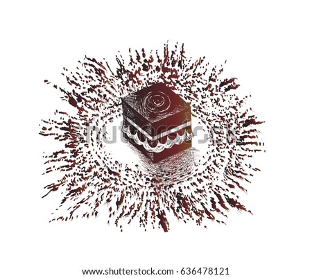 Holy Kaaba in Mecca Saudi Arabia, Hand Drawn Sketch Vector illustration. Holy Kaaba in Mecca Saudi Arabia, Hand Drawn Sketch Vector illustration.