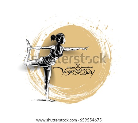 Woman practicing yoga pose, 21st june international yoga day, vector illustration. Woman practicing yoga pose, 21st june international yoga day, vector illustration.