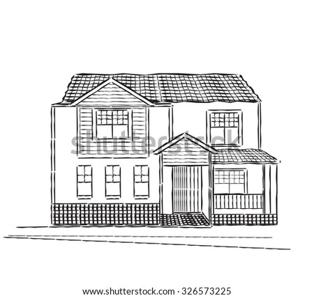 Little Wooden House Outline Stock Illustration 47544556 - Shutterstock