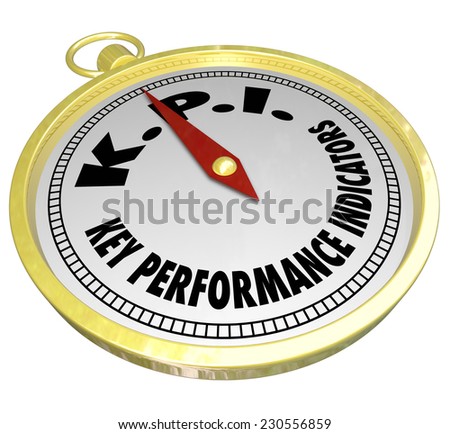 Key Performance Indicator words and acronym KPI on a golden compass to ...