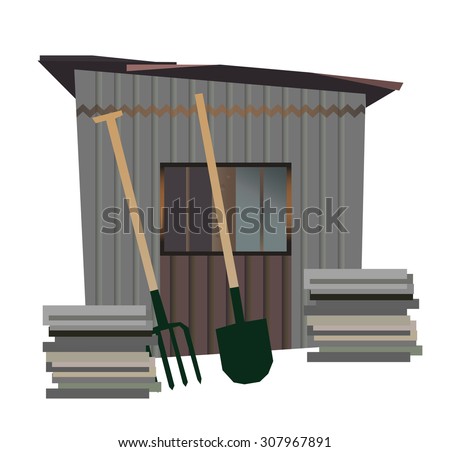 Vector isolated old garden shed - stock vector Vector isolated old garden shed - stock vector