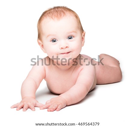 Naked Surprised Babyboy Lying On White Stock Photo Shutterstock