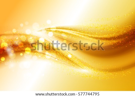 Smooth light gold waves lines and Lens Flares vector abstract background. Bokeh effect Smooth light gold waves lines and Lens Flares vector abstract background. Bokeh effect