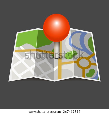 Paper Map Gps Device Vector Illustration Stock Vector 93564637