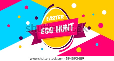 Happy Easter yellow,blue background with colorful egg, confetti and ribbon. Egg hunt for children template layout. Vector illustration. Easter. Sale tempalte. Happy Easter yellow,blue background with colorful egg, confetti and ribbon. Egg hunt for children template layout. Vector illustration. Easter. Sale tempalte.