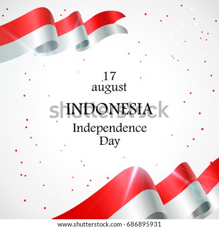 17 August. Indonesia Happy Independence Day greeting card. Waving indonesian flags isolated on white background. Patriotic Symbolic background Vector illustration. 17 August. Indonesia Happy Independence Day greeting card. Waving indonesian flags isolated on white background. Patriotic Symbolic background Vector illustration.