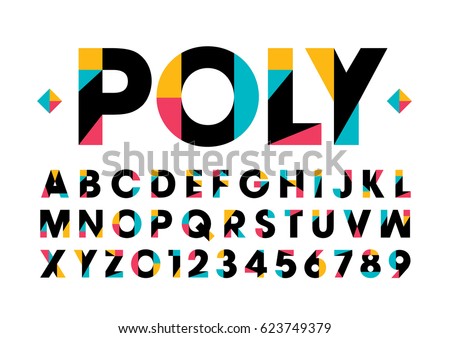 Vector of modern stylized colorful font and alphabet Vector of modern stylized colorful font and alphabet