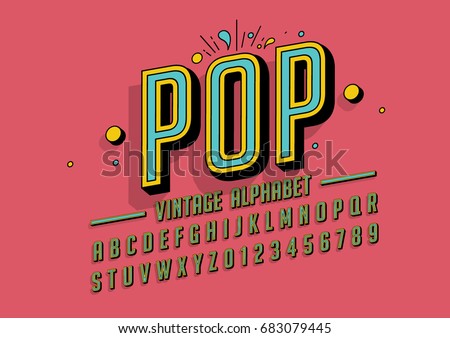 Vector of retro colorful font and alphabet Vector of retro colorful font and alphabet