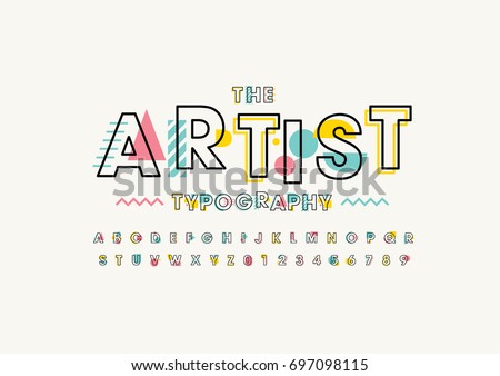 Vector of modern abstract font and alphabet Vector of modern abstract font and alphabet