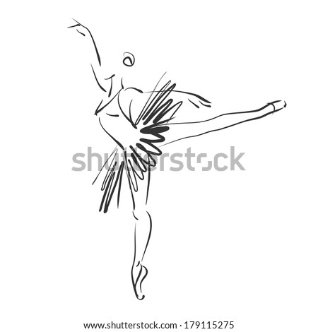 Art Sketched Beautiful Young Ballerina Ballet Stock Vector 177850613