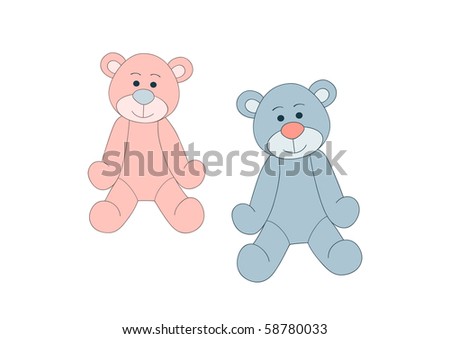 blue and pink teddy bears