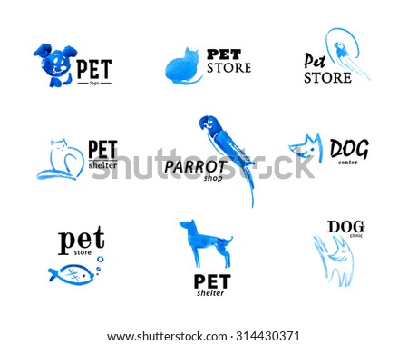 stock-photo-set-of-watercolor-animal-logo-isolated-on-white-background