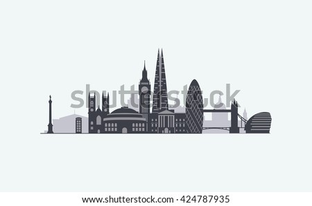 London England Skyline Detailed Silhouette Vector Stock Vector