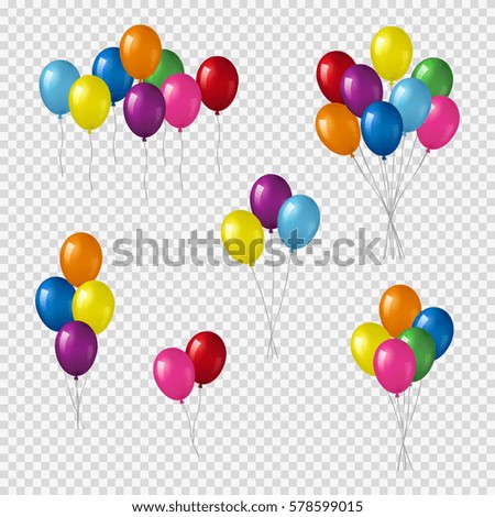 Bunches and groups of colorful helium balloons isolated on transparent background. Bunches and groups of colorful helium balloons isolated on transparent background.