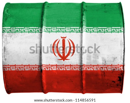 The Iranian flag painted on  oil barrel - stock photo