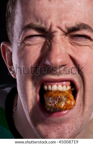 Hungy Man Eating Chicken Stock Photo 45008716 - Shutterstock