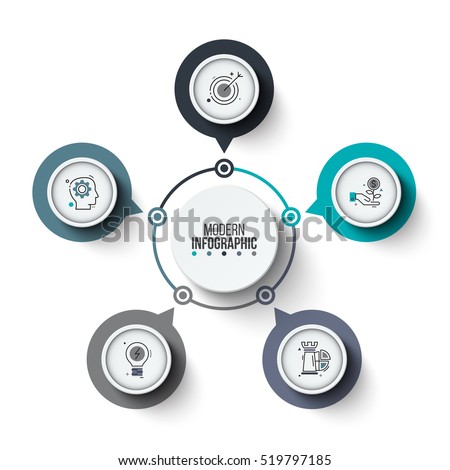 Vector circle infographic. Template for cycle diagram, graph, presentation and round chart. Business concept with 5 options, parts, steps or processes. Stroke icons. Vector circle infographic. Template for cycle diagram, graph, presentation and round chart. Business concept with 5 options, parts, steps or processes. Stroke icons.