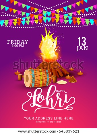 Punjabi festival of lohri celebration bonfire background with decorated drum. Punjabi festival of lohri celebration bonfire background with decorated drum.
