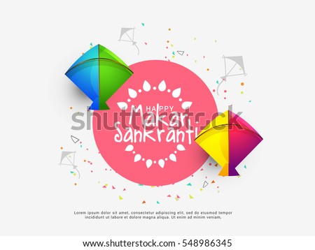 Celebrate Makar Sankranti background with colorful kites. Celebrate Makar Sankranti background with colorful kites.