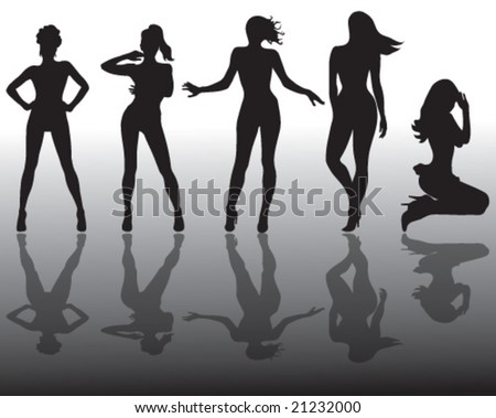 Woman Silhouette Set In Gallery Available Stock Vector Shutterstock