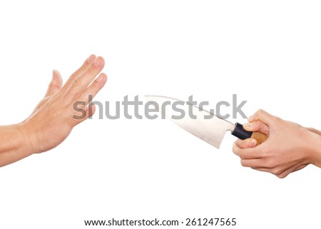 Woman Hand Holding Knife Pointed Man Stock Vector 262314800 - Shutterstock