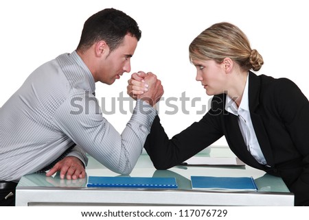 Two Girls Arm-wrestling And Exercising In Pantyhose At Gym