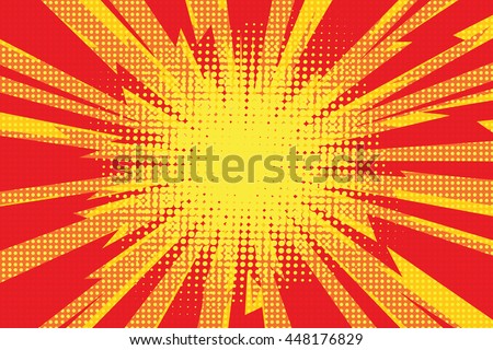 Red yellow pop art retro background cartoon lightning blast radiance vector illustration - stock vector Red yellow pop art retro background cartoon lightning blast radiance vector illustration - stock vector
