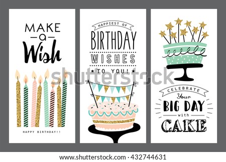 Set of birthday greeting cards design - stock vector Set of birthday greeting cards design - stock vector