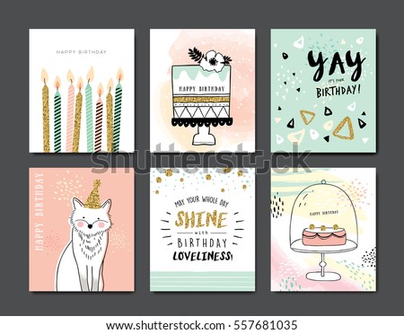 Set of birthday greeting cards Set of birthday greeting cards