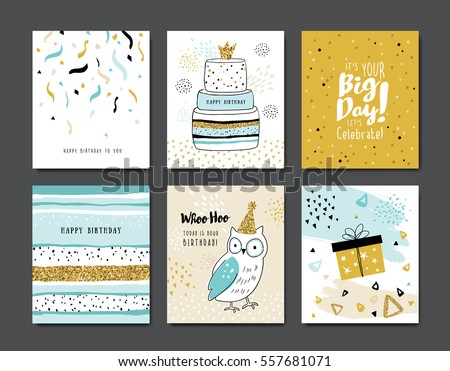 Set of birthday greeting cards Set of birthday greeting cards